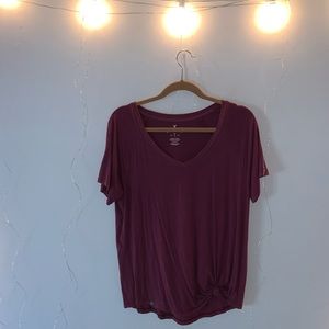 Maroon Red V Neck American Eagle Tee